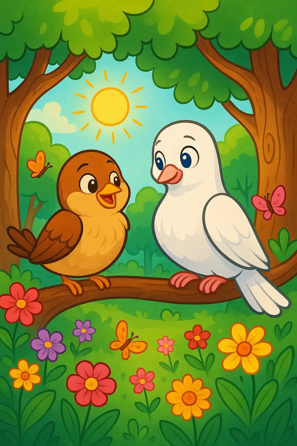 Chidiya Aur Kabootar Ki Mohabbat Bhari Dosti